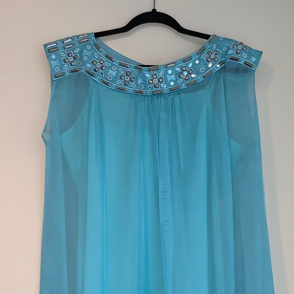 Alice by Temperly turquoise 100% silk dress sz 12 - Picture 5 of 14